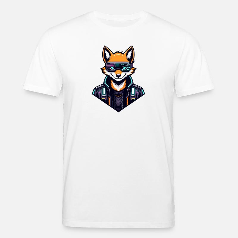 Cyber Fox Neon Tech Wild - Stanley/Stella Unisex Bio-T-Shirt CREATOR  - Weiß