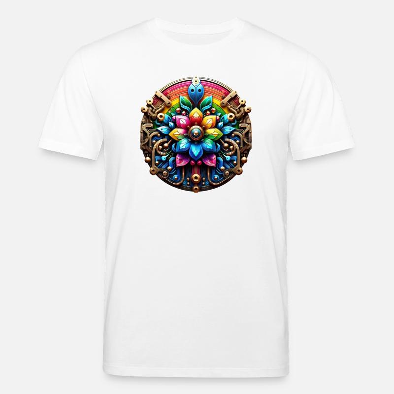 Psychedelische Steampunk Blume Regenbogen - Stanley/Stella Unisex Bio-T-Shirt CREATOR - Weiß
