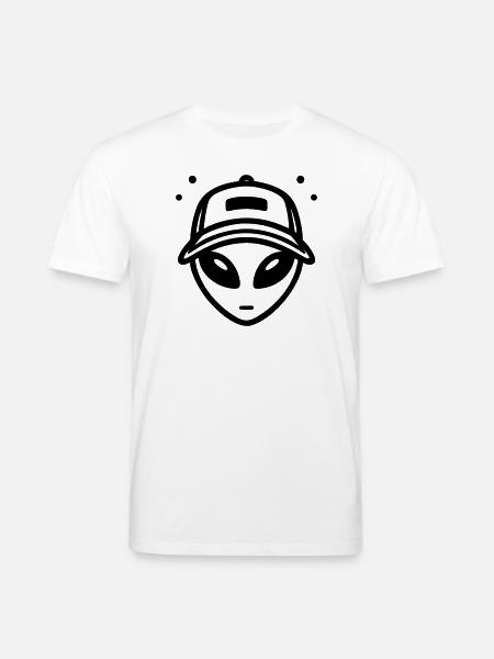Alien with trucker cap - Stanley/Stella CREATOR Unisex Organic T-Shirt - white