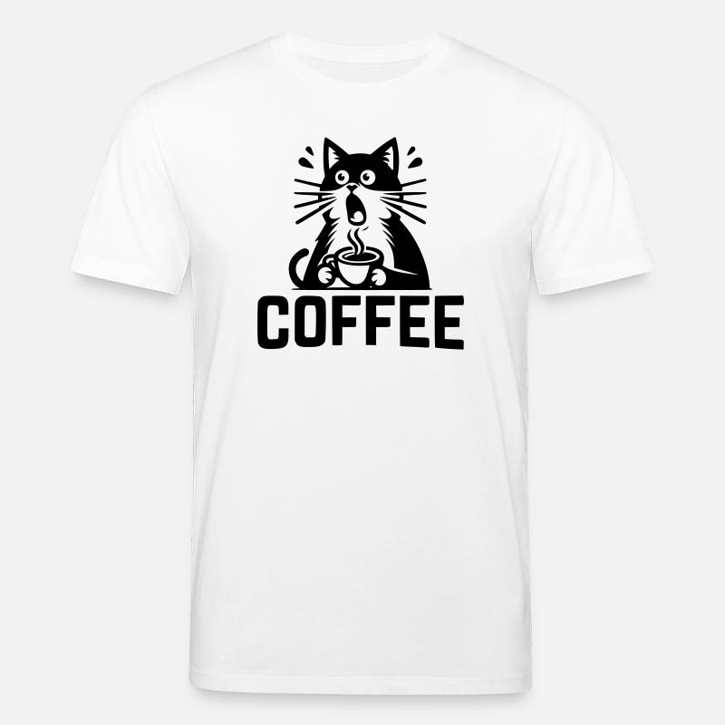 Cat Coffee - Stanley/Stella CREATOR Unisex Organic T-Shirt - white