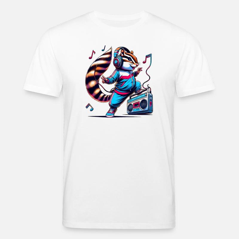 fröhliches Streifenhörnchen mit Kopfhörern - Stanley/Stella Unisex Bio-T-Shirt CREATOR  - Weiß