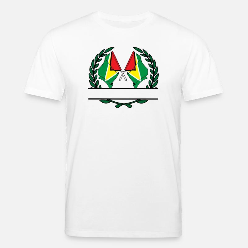 Drapeaux, bannière, couronne de laurier, Guyane - T-shirt bio CREATOR Stanley/Stella Unisexe - blanc
