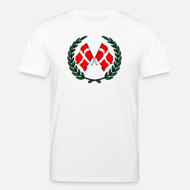 Drapeaux du Danemark en couronne de laurier - T-shirt bio CREATOR Stanley/Stella Unisexe - blanc