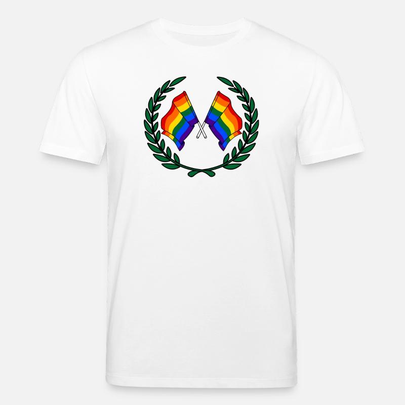 Fahnen Regenbogen im Lorbeerkranz - Stanley/Stella Unisex Bio-T-Shirt CREATOR  - Weiß