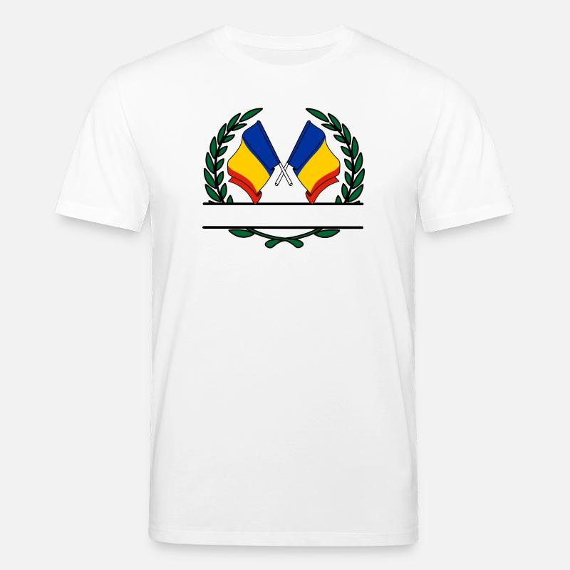 Drapeaux Roumanie couronne de laurier bannière - T-shirt bio CREATOR Stanley/Stella Unisexe - blanc