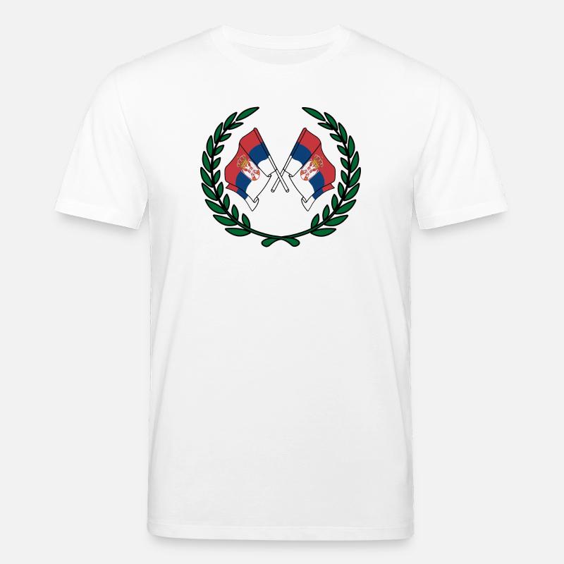 Drapeaux Serbie en couronne de laurier - T-shirt bio CREATOR Stanley/Stella Unisexe - blanc