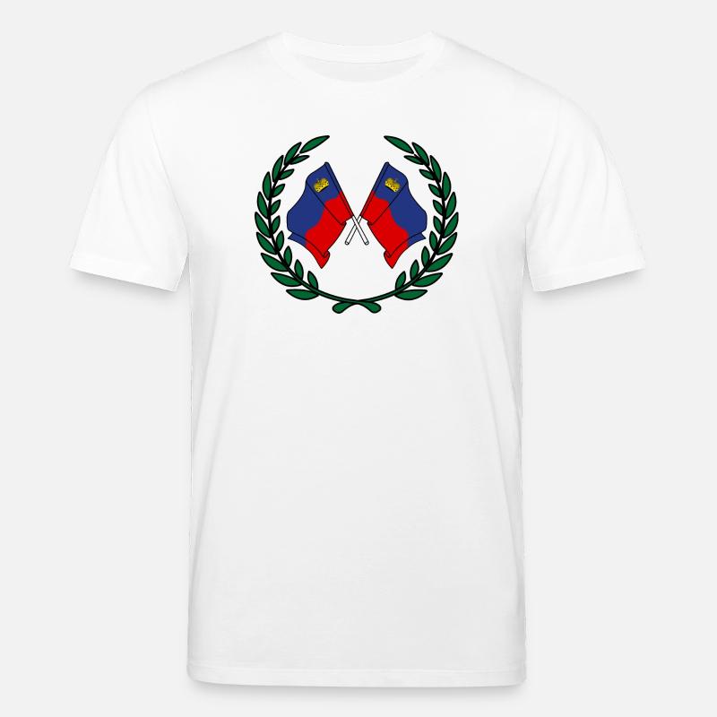 Drapeaux Liechtenstein en couronne de laurier - T-shirt bio CREATOR Stanley/Stella Unisexe - blanc