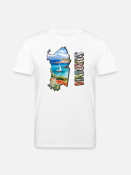 Akvarell kart over Sardinia - Stanley/Stella CREATOR økologisk unisex T-skjorte - hvit