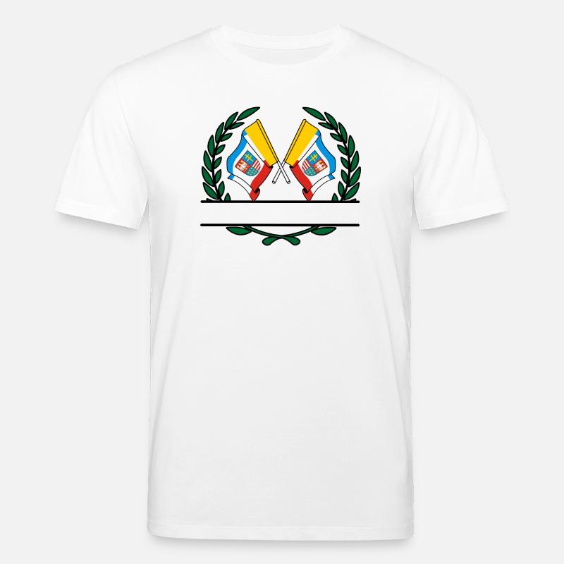 Drapeaux Sainte-Croix couronne de laurier bannière - T-shirt bio CREATOR Stanley/Stella Unisexe - blanc