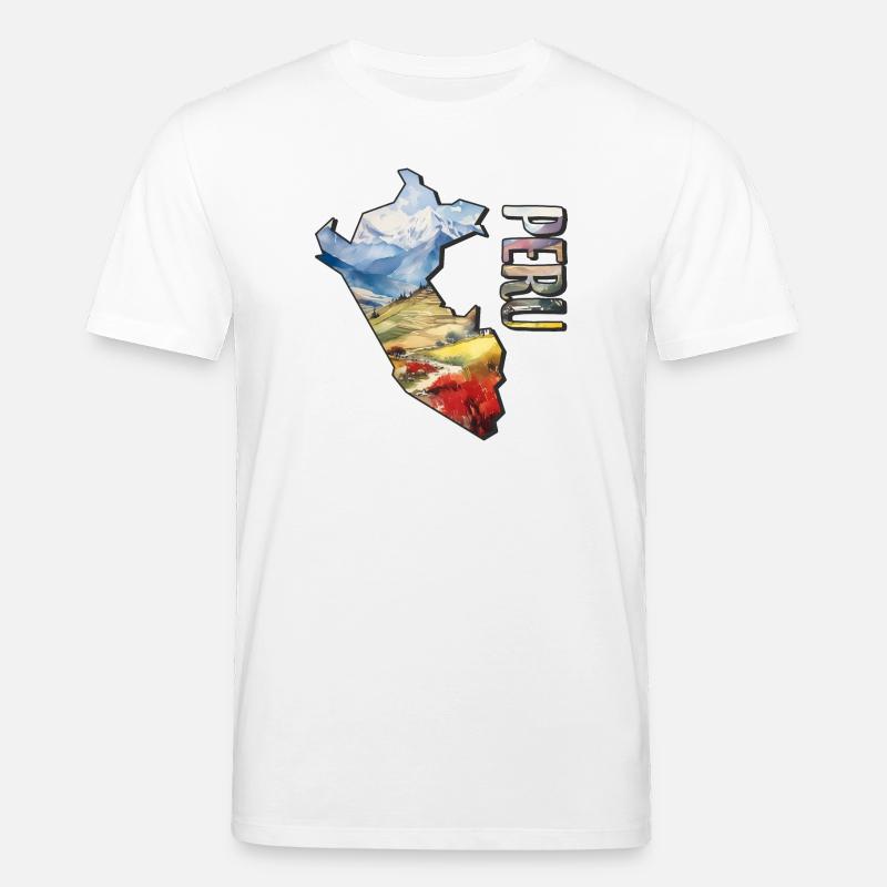 Carte à l’aquarelle du Pérou - T-shirt bio CREATOR Stanley/Stella Unisexe - blanc