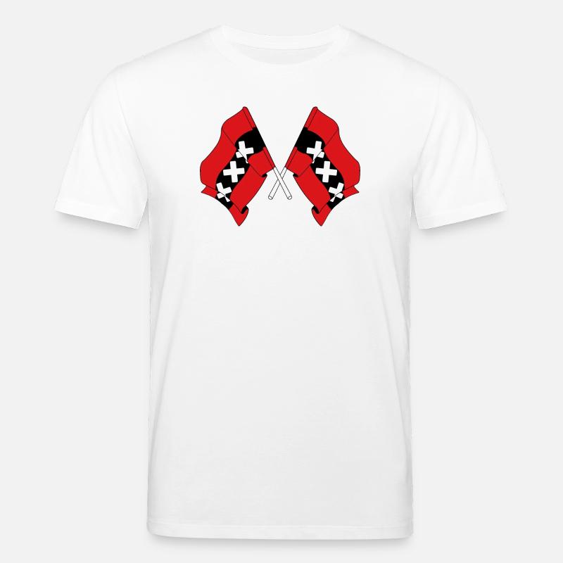 Deux drapeaux Amsterdam Pays-Bas - T-shirt bio CREATOR Stanley/Stella Unisexe - blanc
