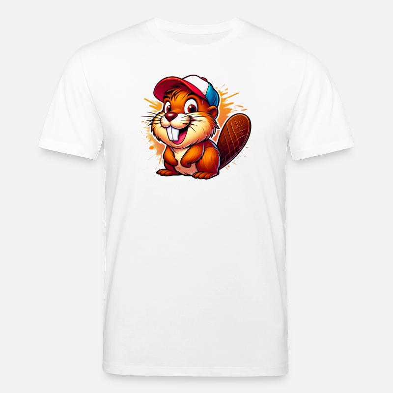 Biber mit Baseballkappe - Stanley/Stella Unisex Bio-T-Shirt CREATOR  - Weiß