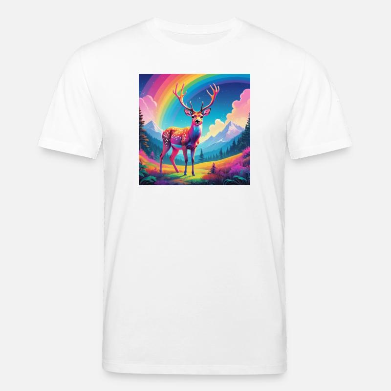Hirsch mit Regenbogen - Stanley/Stella Unisex Bio-T-Shirt CREATOR  - Weiß