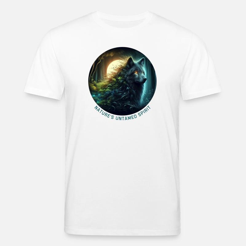 Der Wolf im Nachtwald - Stanley/Stella Unisex Bio-T-Shirt CREATOR  - Weiß