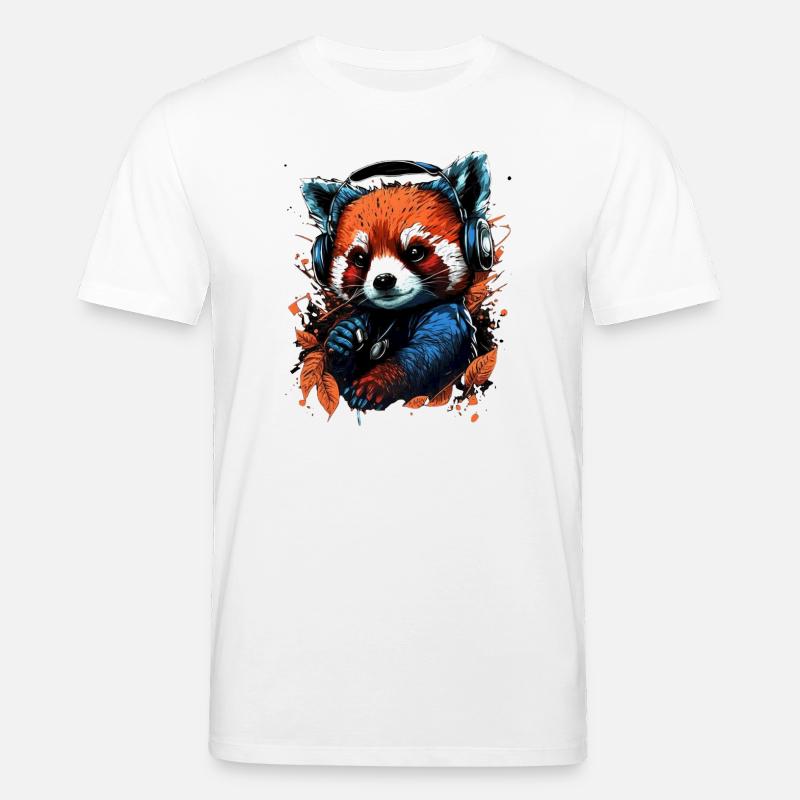 Panda roux mélomane mignon - T-shirt bio CREATOR Stanley/Stella Unisexe - blanc