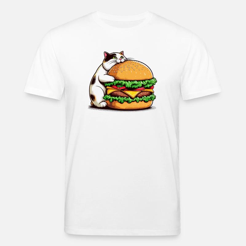 Chat gourmand et hamburger - T-shirt bio CREATOR Stanley/Stella Unisexe - blanc