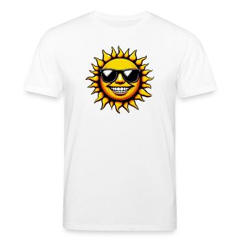 Soleil avec lunettes de soleil - T-shirt bio CREATOR Stanley/Stella Unisexe - blanc - Devant - Alina (178cm) & Michal (187cm)