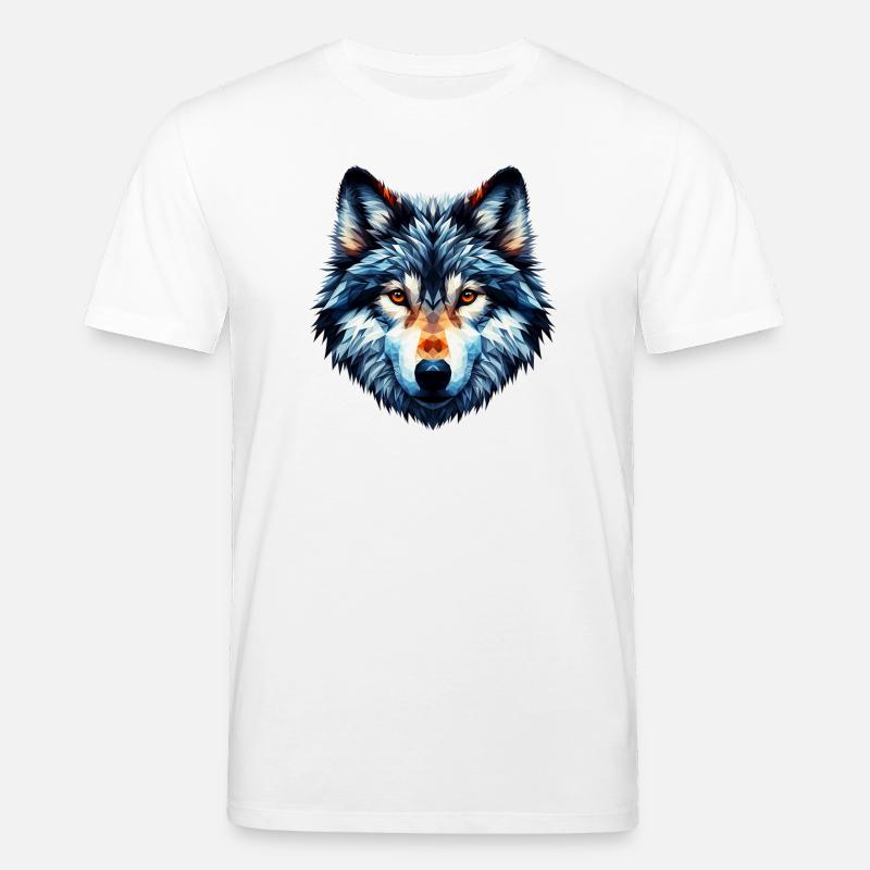 Polygonaler Wolf - Stanley/Stella Unisex Bio-T-Shirt CREATOR  - Weiß