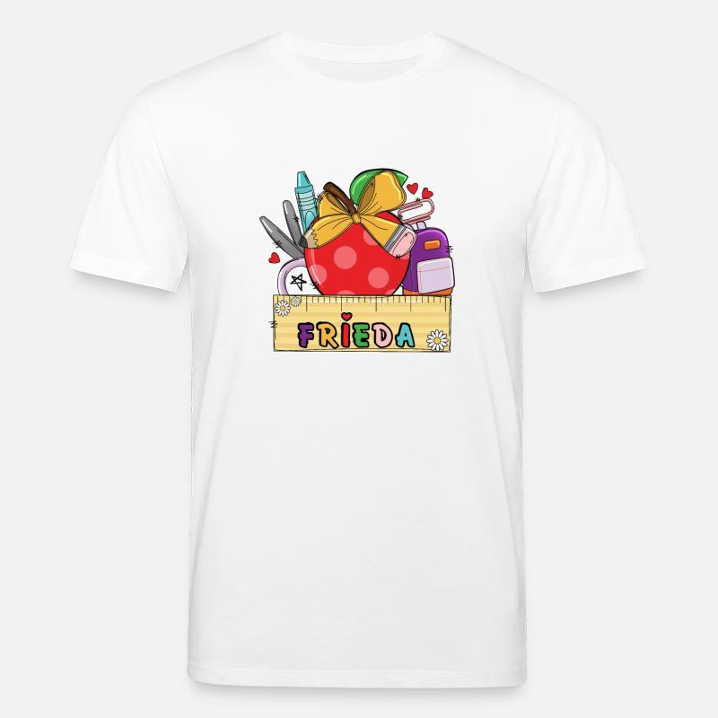 Personalisierte Schultasche mit Name Frieda - Stanley/Stella Unisex Bio-T-Shirt CREATOR  - Weiß