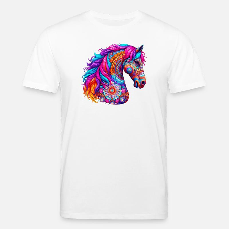 Cheval Mandala Dessin Inde Inde - T-shirt bio CREATOR Stanley/Stella Unisexe - blanc