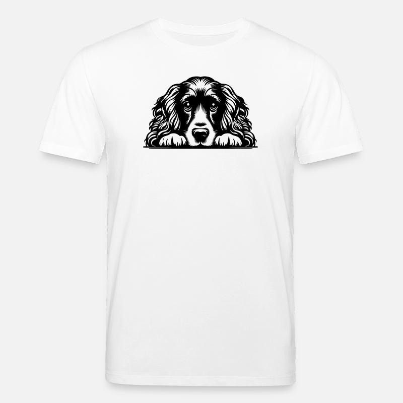 Cocker Spaniel Head with Paws - Stanley/Stella CREATOR Unisex Organic T-Shirt - white