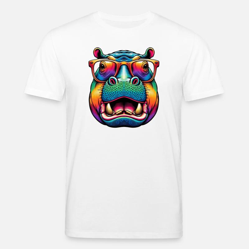 Nilpferd mit Brille - Stanley/Stella Unisex Bio-T-Shirt CREATOR  - Weiß