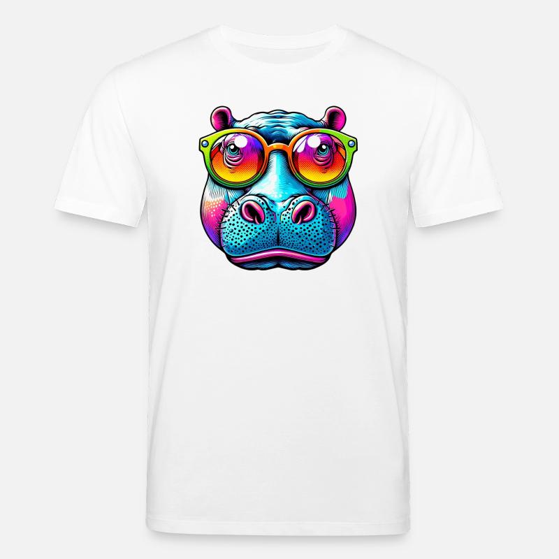 Nilpferd mit Sonnenbrille - Stanley/Stella Unisex Bio-T-Shirt CREATOR  - Weiß
