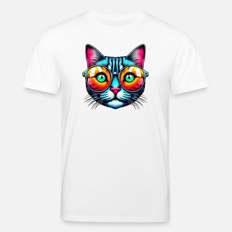 Kater mit Sonnenbrille - Stanley/Stella Unisex Bio-T-Shirt CREATOR  - Weiß