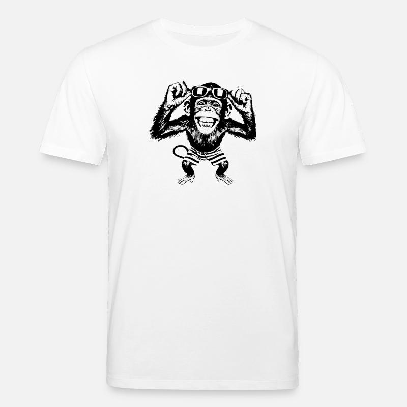 Grinsender Affe mit Sonnenbrille - Stanley/Stella Unisex Bio-T-Shirt CREATOR  - Weiß