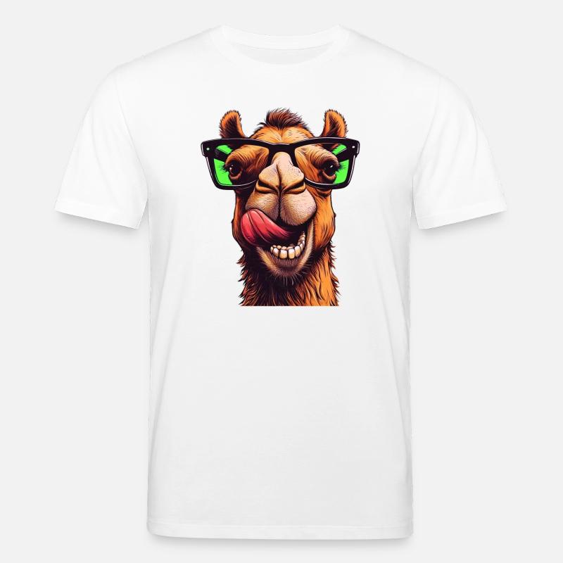 Kamel mit Sonnenbrille - Stanley/Stella Unisex Bio-T-Shirt CREATOR  - Weiß