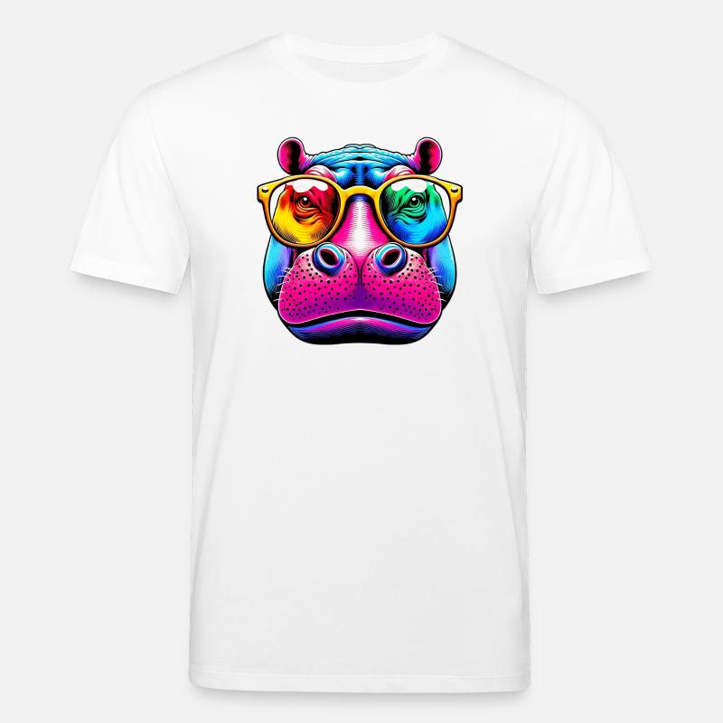 Nilpferd mit Sonnenbrille - Stanley/Stella Unisex Bio-T-Shirt CREATOR  - Weiß