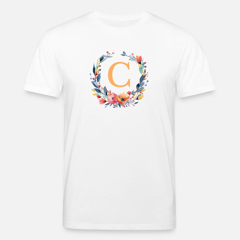 C Monogramm, Blumen-Kranz, personalisierbar - Stanley/Stella Unisex Bio-T-Shirt CREATOR  - Weiß