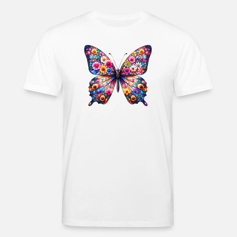 Schmetterling mit Blumen verziert - Stanley/Stella Unisex Bio-T-Shirt CREATOR  - Weiß