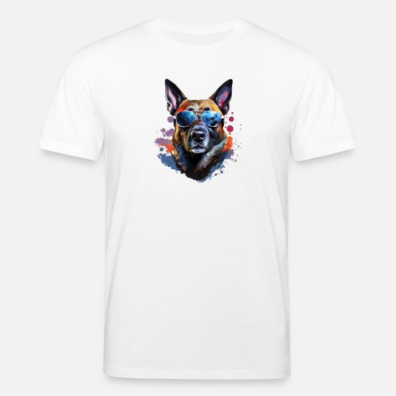 Malinois mit Sonnenbrille - Stanley/Stella Unisex Bio-T-Shirt CREATOR  - Weiß