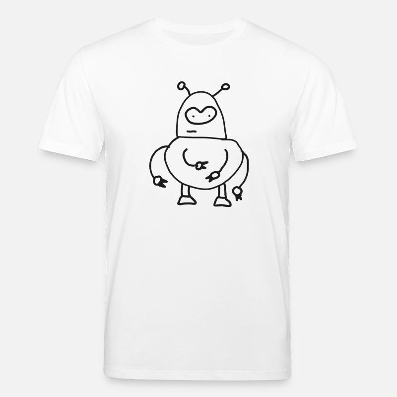 Dooddly Alien Robot Doodle - T-shirt bio CREATOR Stanley/Stella Unisexe - blanc