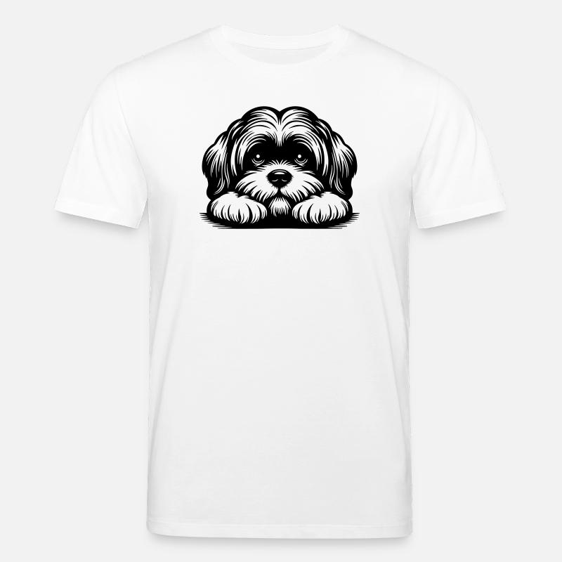 Lhasa Apso Head with Paws - Stanley/Stella CREATOR Unisex Organic T-Shirt - white