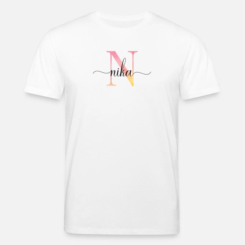 N | Monogramme | Nom | Nika |Aquarelle - T-shirt bio CREATOR Stanley/Stella Unisexe - blanc