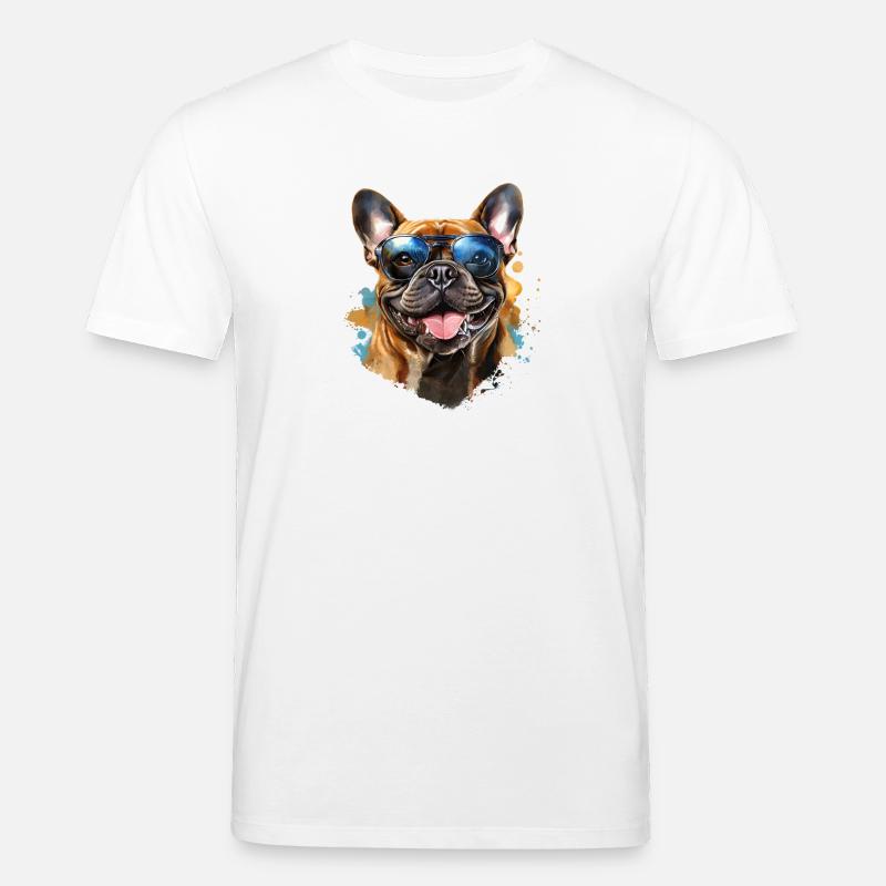 Frenchie avec lunettes de soleil - T-shirt bio CREATOR Stanley/Stella Unisexe - blanc