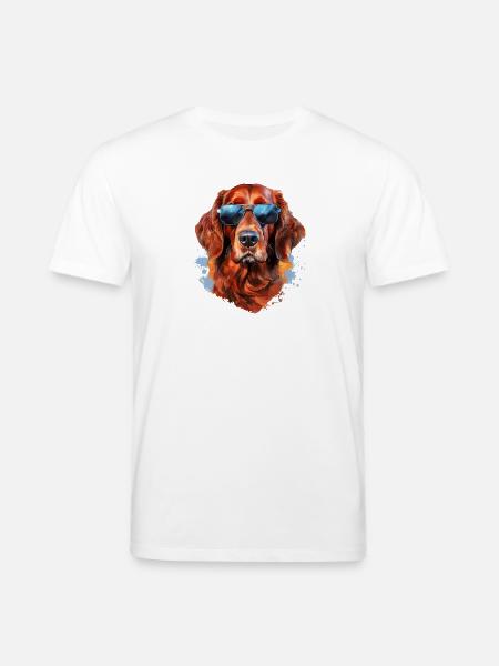 Irish Setter with Sunglasses - Stanley/Stella CREATOR Unisex Organic T-Shirt - white
