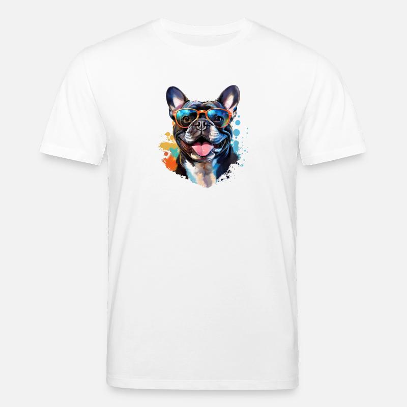 Frenchie avec lunettes de soleil - T-shirt bio CREATOR Stanley/Stella Unisexe - blanc