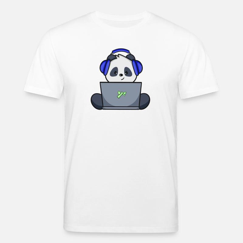 Gaming Panda avec casque bleu - T-shirt bio CREATOR Stanley/Stella Unisexe - blanc