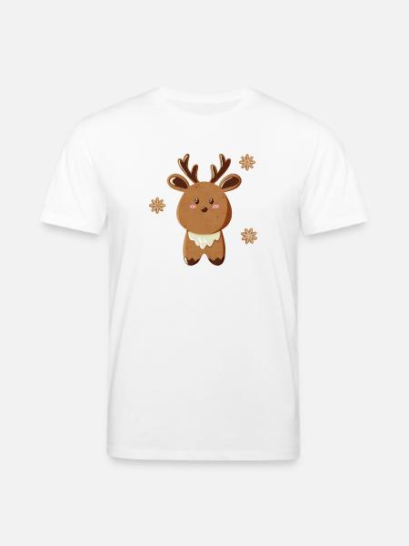 Cute Reindeer with Snowflakes - Stanley/Stella CREATOR Unisex Organic T-Shirt - white