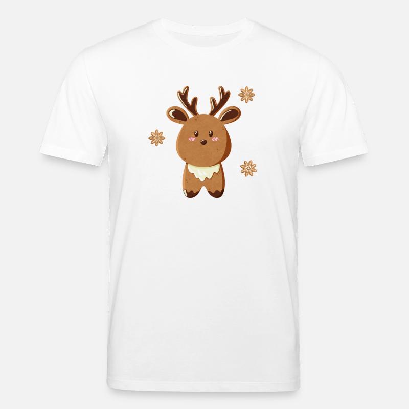 Süßes Rentier mit Schneeflocken - Stanley/Stella Unisex Bio-T-Shirt CREATOR  - Weiß