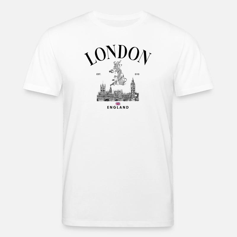 Tiny Union Jack auf Schwarz - Stanley/Stella Unisex Bio-T-Shirt CREATOR  - Weiß