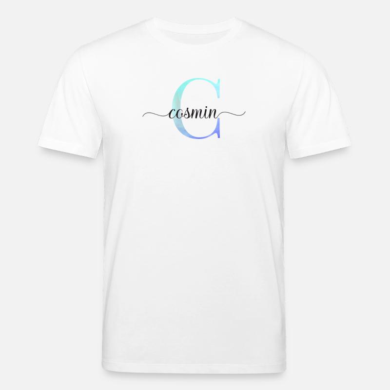 C| Monogramme | Nom | Cosmine | Aquarelle - T-shirt bio CREATOR Stanley/Stella Unisexe - blanc