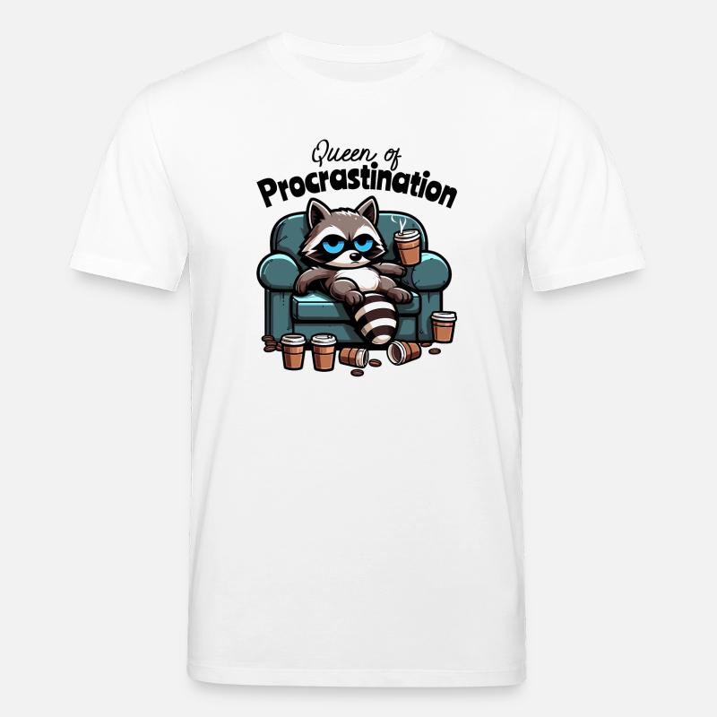 Queen of Procrastination – Waschbär am Sofa - Stanley/Stella Unisex Bio-T-Shirt CREATOR  - Weiß