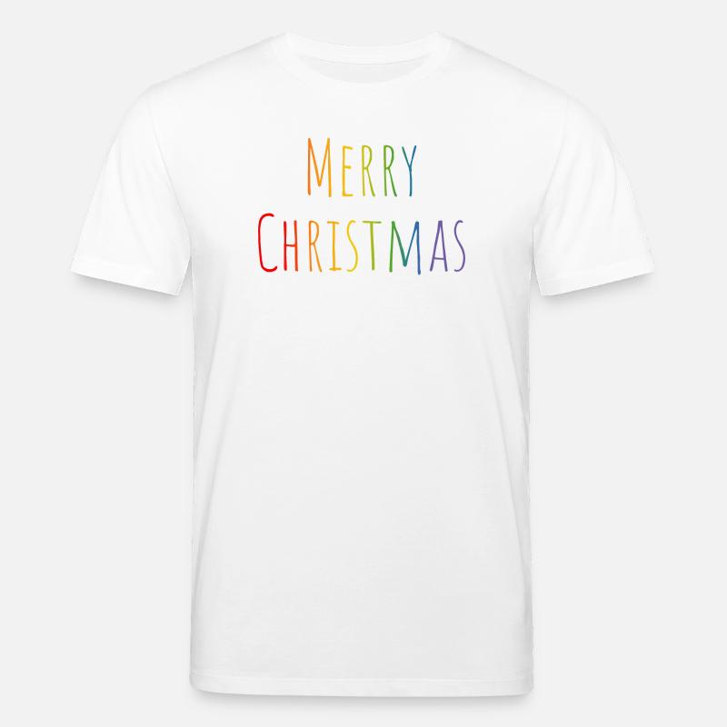 Merry Christmas regenbogen - Stanley/Stella Unisex Bio-T-Shirt CREATOR  - Weiß