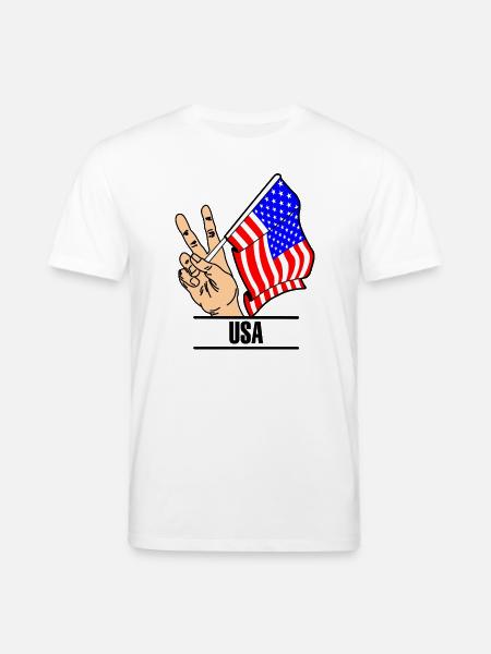 Flag USA peace sign text USA - Stanley/Stella CREATOR Unisex Organic T-Shirt - white