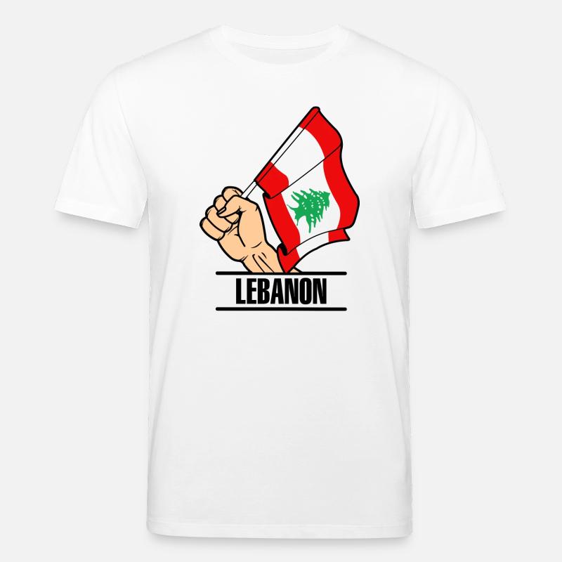 Drapeau Liban poing texte LIBAN - T-shirt bio CREATOR Stanley/Stella Unisexe - blanc