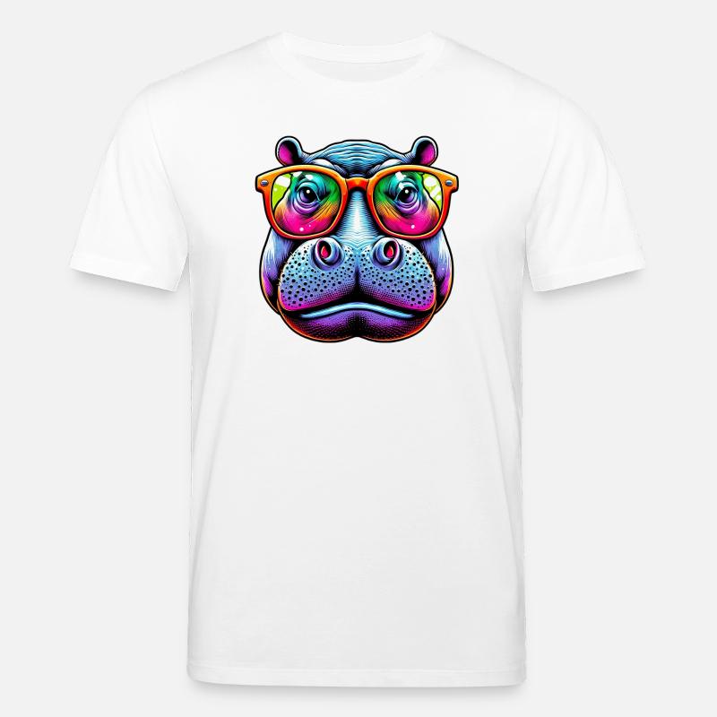 Nilpferd mit Sonnenbrille - Stanley/Stella Unisex Bio-T-Shirt CREATOR  - Weiß